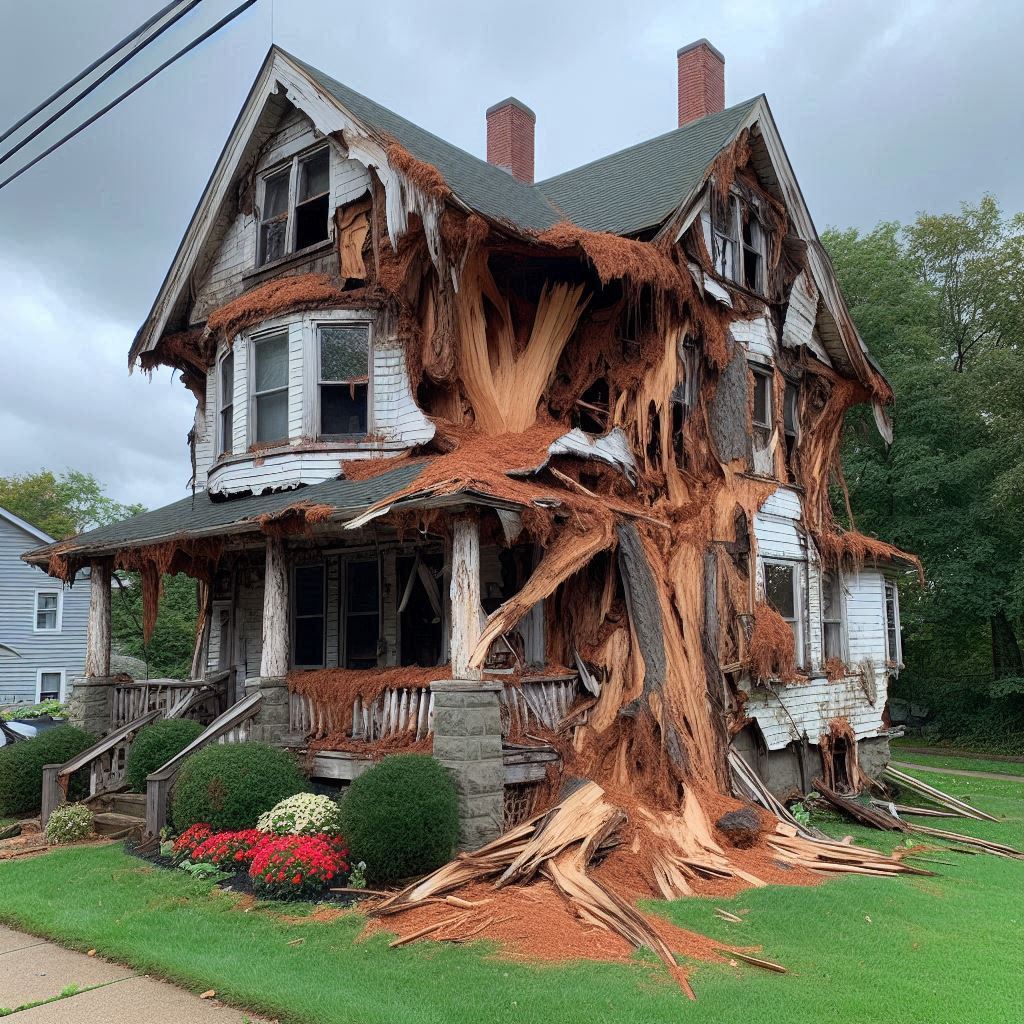 Signs Your Royal Palm Beach Home Needs a Tree Inspection Blog Article - Tree with visible damage, including broken branches and signs of disease near an Royal Palm Beach home